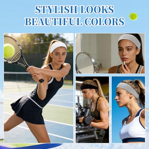 Image of YARIEW 6Pcs Headbands Paisley Bandanas Head Bands Sweat Band Hair Wrap Headwrap Fashion Boho Wide Thick Workout Yoga Elastic Headbands Mens Cooling Running Sports Headband Sweatbands for Women and Men