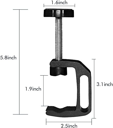 Miniatura 2 de SLOW DOLPHIN Abrazadera universal en C para fotografía con orificio de rosca de 14"-20 y 38"-16 para soporte de montaje de escritorio (2 piezas)