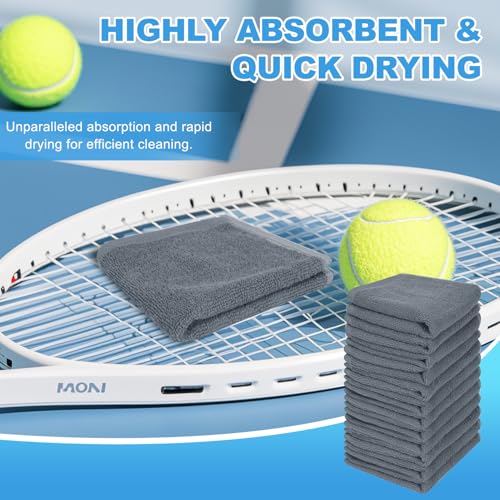 Image of 12 Pack 100% Cotton Wash Cloth, 12x12 Inch Highly Absorbent and Soft Feel Fingertip Towels, Machine Washable Washcloths for Bathroom, Gym, Hotel, Spa and Kitchen, Grey