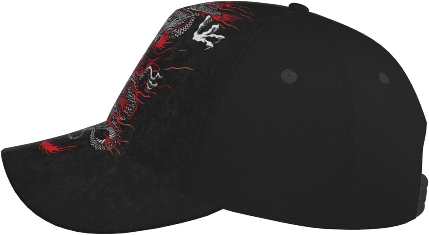 Red Dragon Hats Women Men Dragon Baseball Hat Unisex Packable Summer Travel Beach Sun Hat