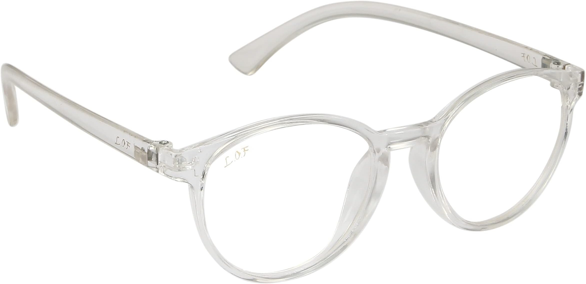 L.O.F Lords of FashionRound Plain Reading Glass Spectacle Frame Shades for Study, Reeding, Outdoor Round Goggles Ultralight Transparent Color Frame Glasses (Unisex)