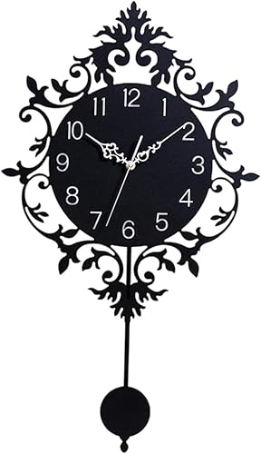 Miniatura 6 de Fenteer Wall Hanging Clock with Pendulum Silent Stylish Round Retro Wall Ornament Decorative Clock for Indoor Kitchen Home Decoration