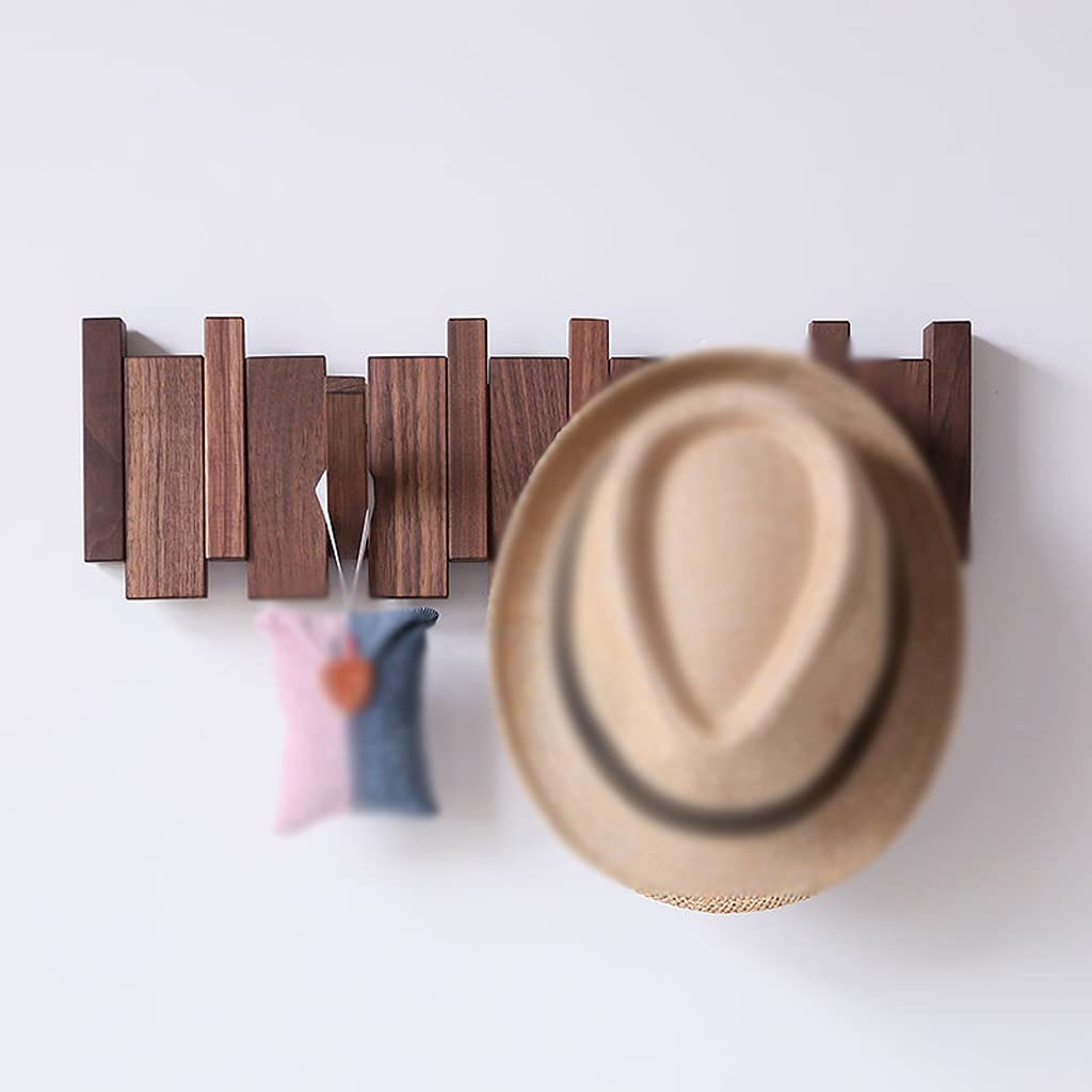 NOBRIM Perchero Creativo de 8 Ganchos, Gancho para Ropa de Madera, Colgador de Puerta de Entrada montado en la Pared para Colgar Abrigos, Toallas, Sombreros, Llaves, decoración del hogar