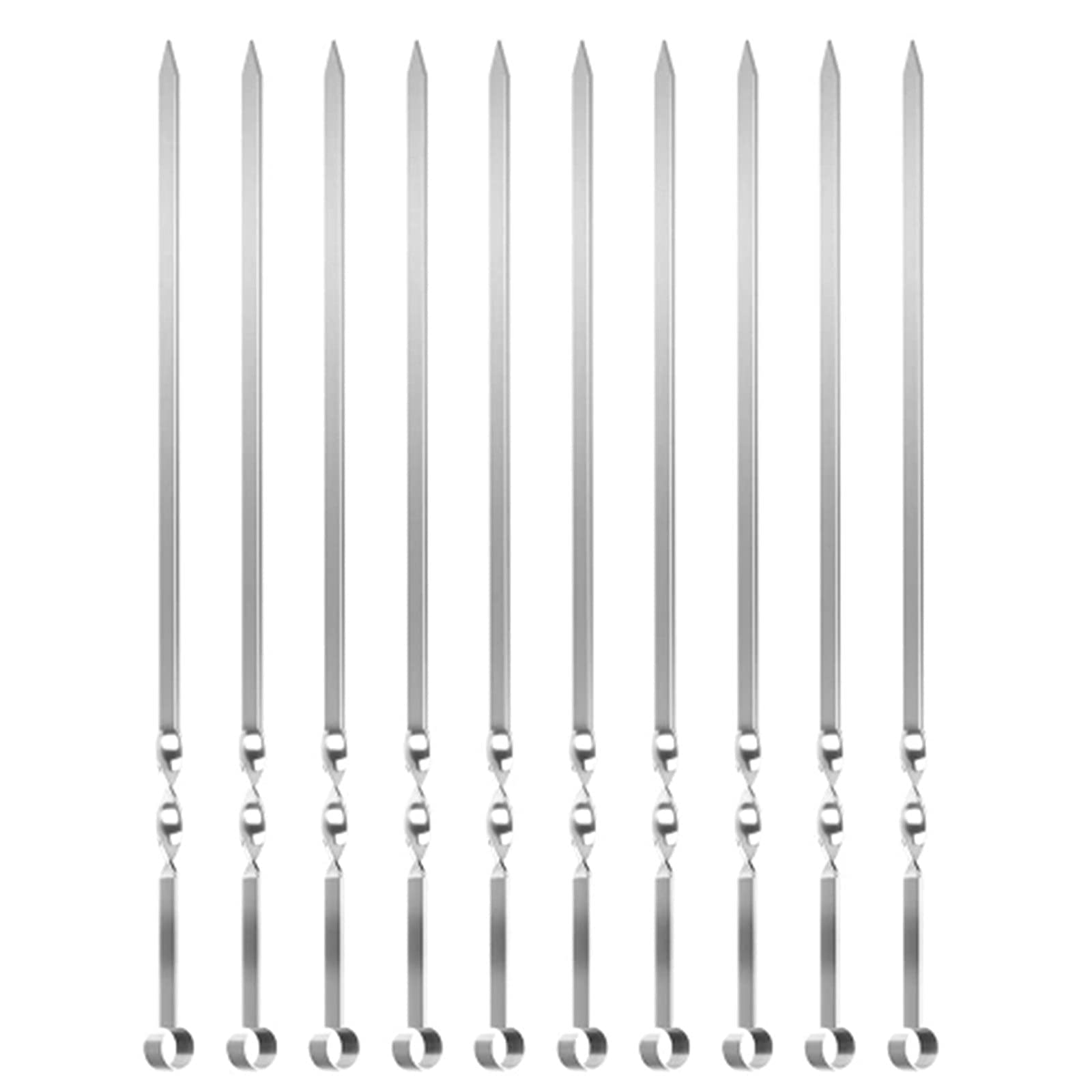 GTHTUHFD Kebab Skewers Stainless Steel Bbq Tools For Hot Dog Meats Vegetables Steak 10Pcs Barbecue Skewer Sticks Wide Use -Silver||L,Silver-L