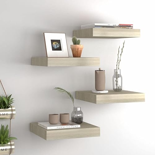 Miniatura 170 de Estantes flotantes de pared, 2 piezas de madera de fibropanel de densidad media gris de 47.2 x 9.3 x 1.5 pulgadas, estante de almacenamiento