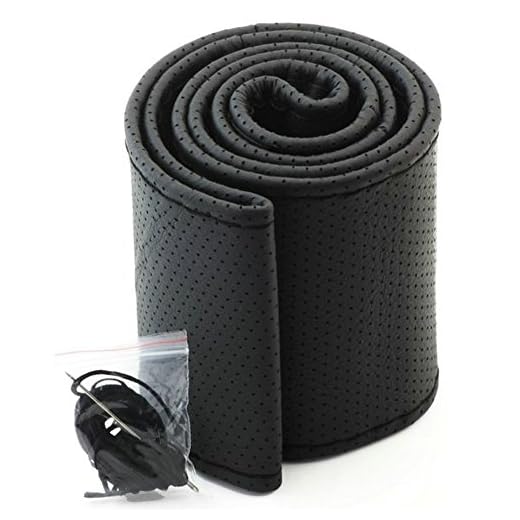 SODIAL(R) DIY Fundas para volante con Agujas e hilo Color Negro