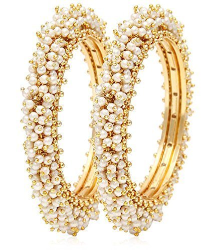Qtsy Gold Plated Traditional Jewellery Fancy Pearl Bangles for Women and Girls (B07P24PLPS) Amazon Price History, Amazon Price Tracker
