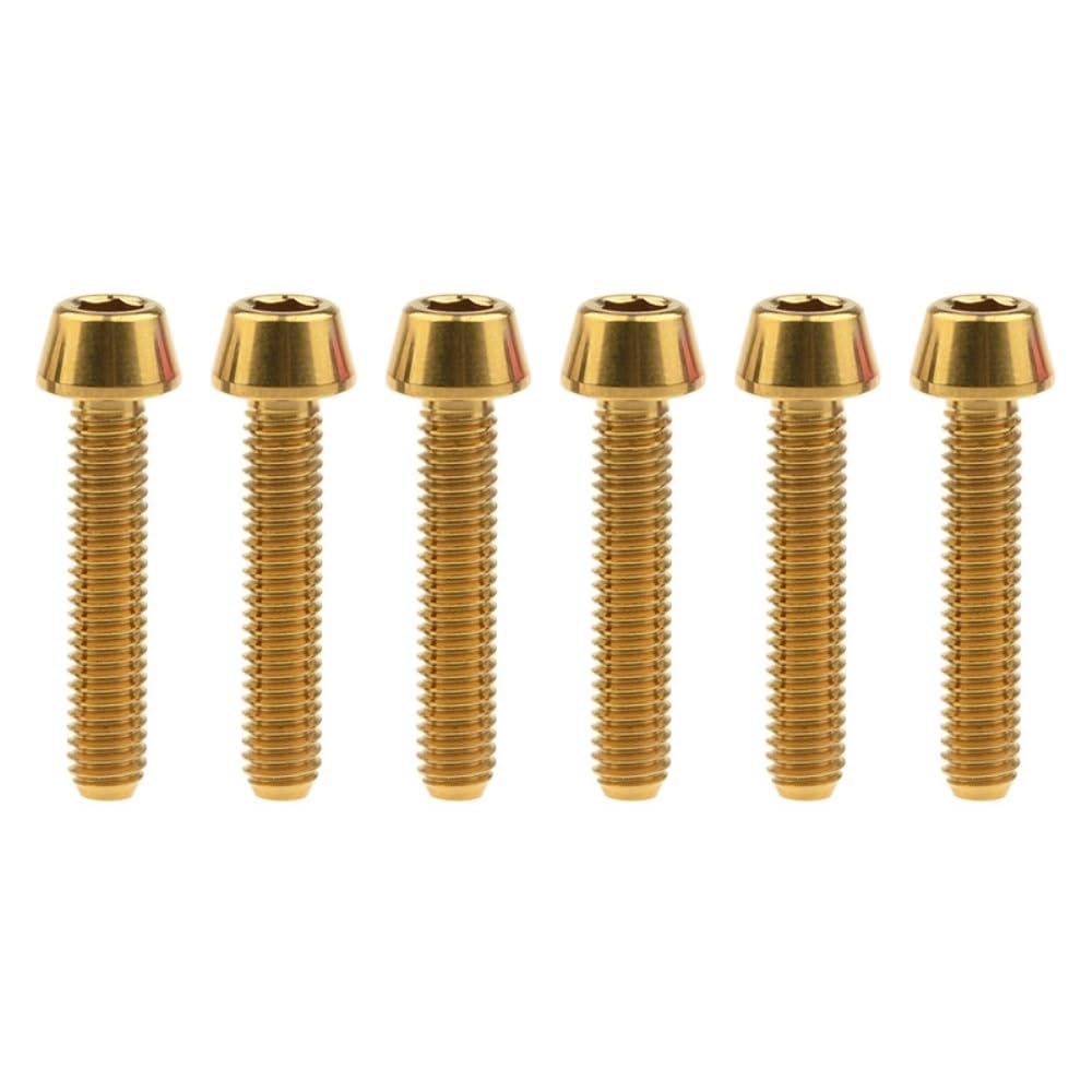 YUANYAO 6pcs Titanium Ti Bolts M4x8/12/15/20mm Tapered Head Hex Bicycle Bike Screw (Color : Gold, Size : 15MM_M4)
