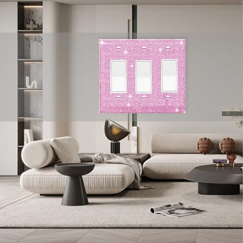 Image of Shiny Pink Rhinestones Light Switch Cover Decorative Outlet Covers Wall Plate Triple Toggle Switch Plates And Outlet Covers Rhinestone Wall Plate Cover Decorative