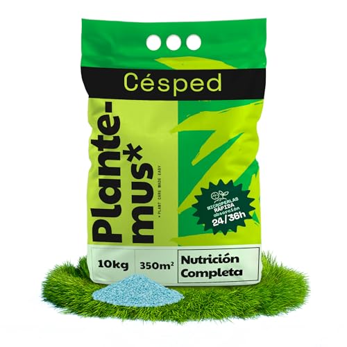 PLANTEMUS Abono Césped Premium Otoño Invierno, Fertilizante NPK (12-11-18), Nutrición Completa: Césped Fuerte, Verde y Denso, Tecnología Alemana, 10 KG, 350 m²