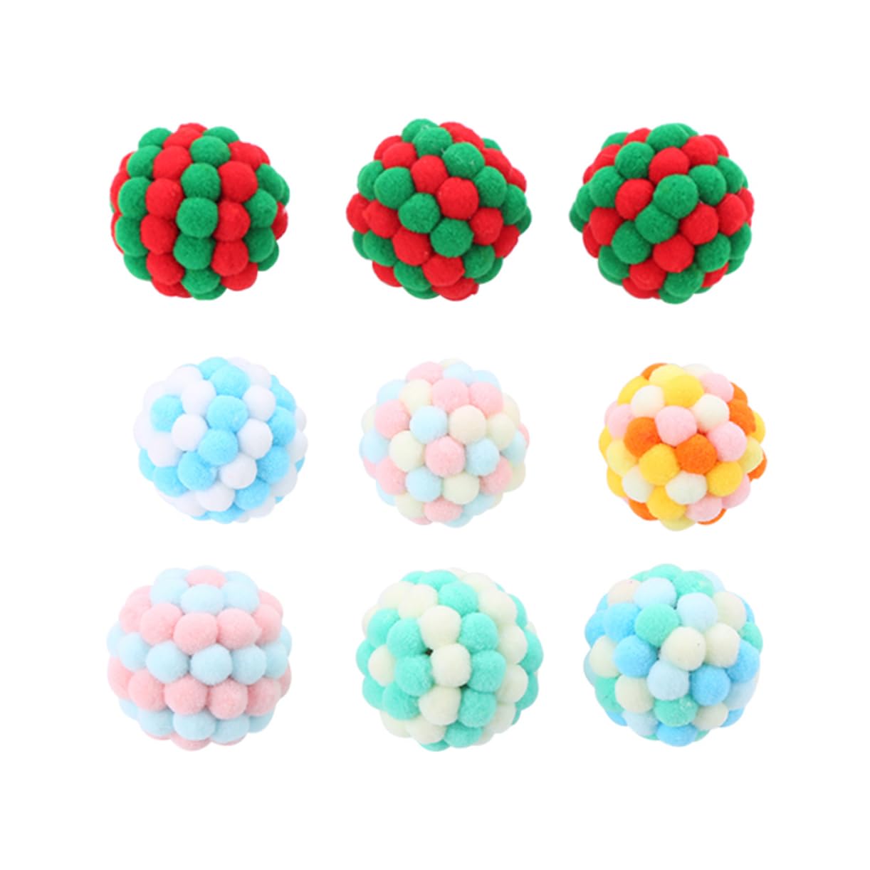 POPETPOP 5pcs Colorful Cat Rattle Balls Plush for Scratching and Playing Interactive Pet Supplies for Cats to Prevent Furniture Damage Random Colors Random Color