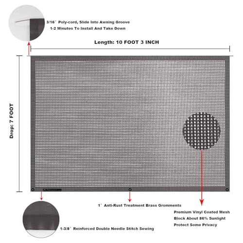 Image of RV Awning Mesh Sun Shade Screen for Motorhome Camper Trailer Sunshade