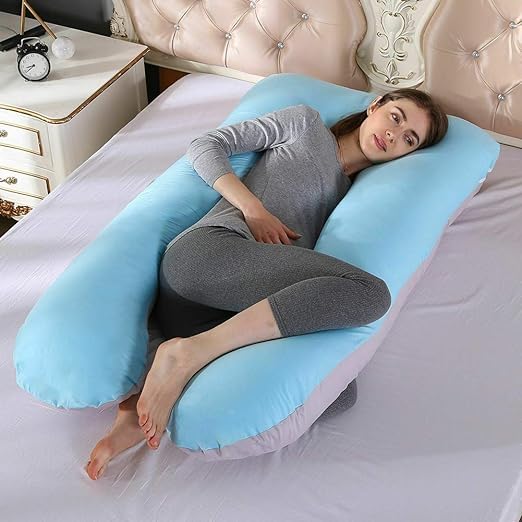 Image of Safe Multifunctional Microfiber U Shaped Pregnancy Pillow /Maternity Pillow. (Grey-Blue-U)