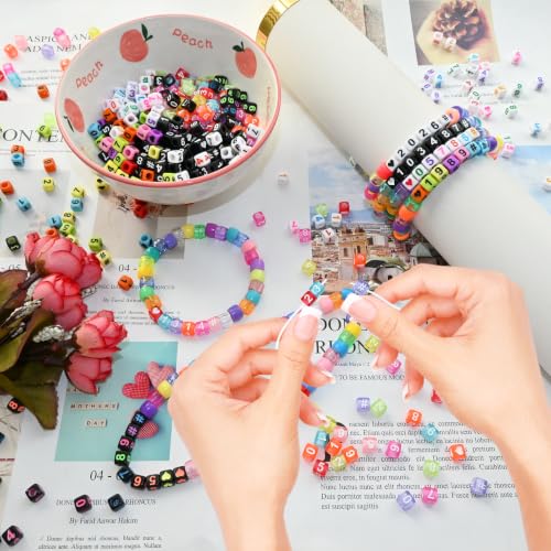 Image of Looconi 600pcs Number Beads 6 Colors Acrylic Square 6x6mm Number Beads Each Color 100pcs