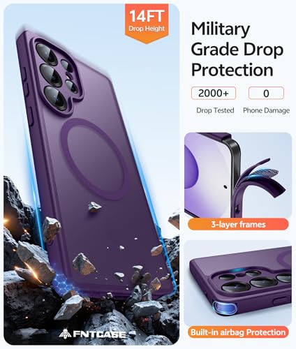 Image of FNTCASE for Samsung Galaxy S25 Ultra Case: [Fit for Magsafe] [Full Camera Protection] Translucent Matte Cases with [Screen Protector] Military Grade Shockproof Protective Phone Cover