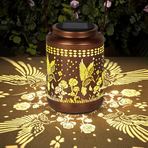 Image of Hummingbird Solar Lantern Outdoor Hummingbird Decor Garden Decor Waterproof Decor Light Hanging Solar Lights Yard Decor, Christmas Gifts, Gifts for Women, Gifts for Mom, Gifts for Grandma