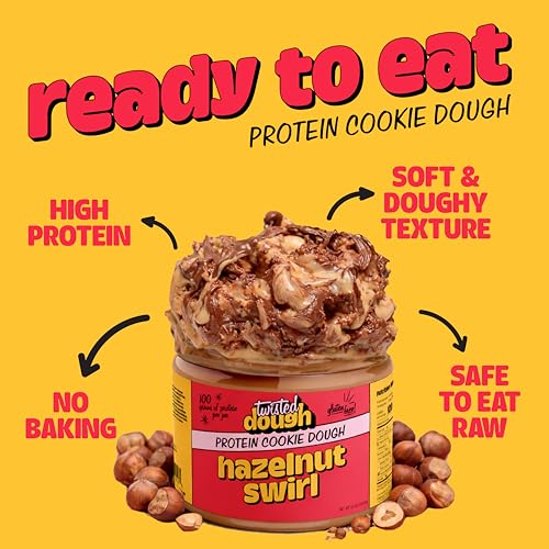 Image of Twisted Dough Protein Cookie Dough, Hazelnut Swirl Flavor, 2 Pack, 100g Protein, Healthy Snacks, Gluten Free Edible Cookie Snack, High Protein Low Carb & Low Sugar Dessert for Kids & Adults, Keto Friendly