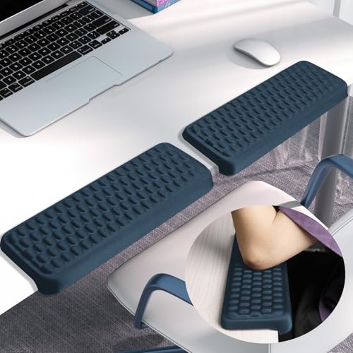 Image of Arm Rest for Desk, L-Shaped Memory Foam Elbow Pads with Non-Slip Base, 2-Piece Ergonomic Desk Edge Cushion & Wrist Rest for Computer Keyboard, Office and Home Use (Blue)