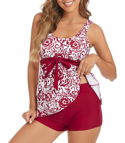 SEAFORM Tankini Swimsuits for Women Two Piece Tummy Control Bathing Suits Flowy Tankini Swimsuits Tank Top with Boyshorts