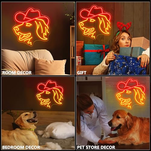 Image of Golden Retriever Neon Signs, Dimmable Dog Neon Light for Wall Decor, Cute Animal with Hat LED Sign for Bedroom Home Man Cave Pet Shop Decor, USB Powered, Birthday Party Christmas Gifts for Pet Dog Lovers
