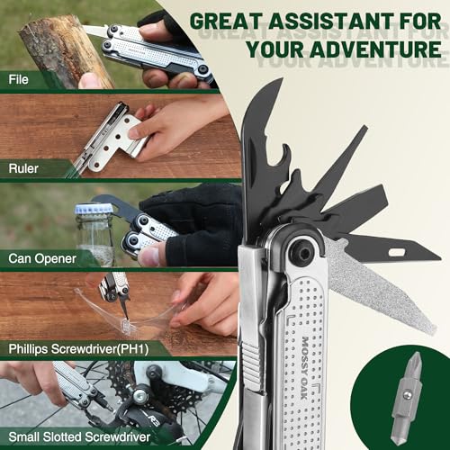 Image of MOSSY OAK 20-in-1 Multitool Pliers with Window Breaker, Stainless Steel