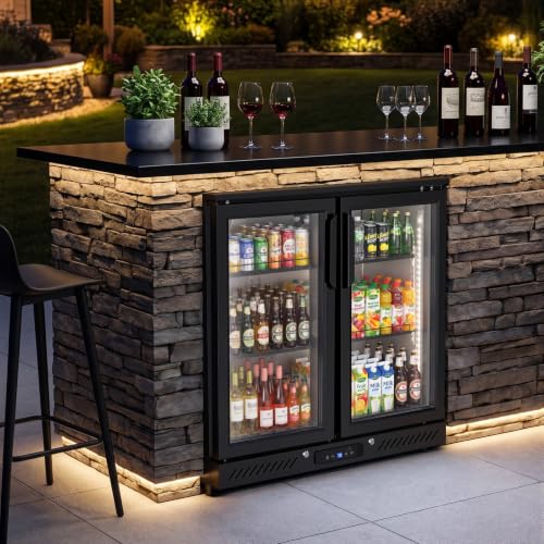 Image of Electactic 6.5 Cu.Ft Wine & Beverage Refrigerator, Double Glass Door Beverage Cooler, Built-in & Freestanding Drink Fridge with LED Light, for Bar, Kitchen, Office