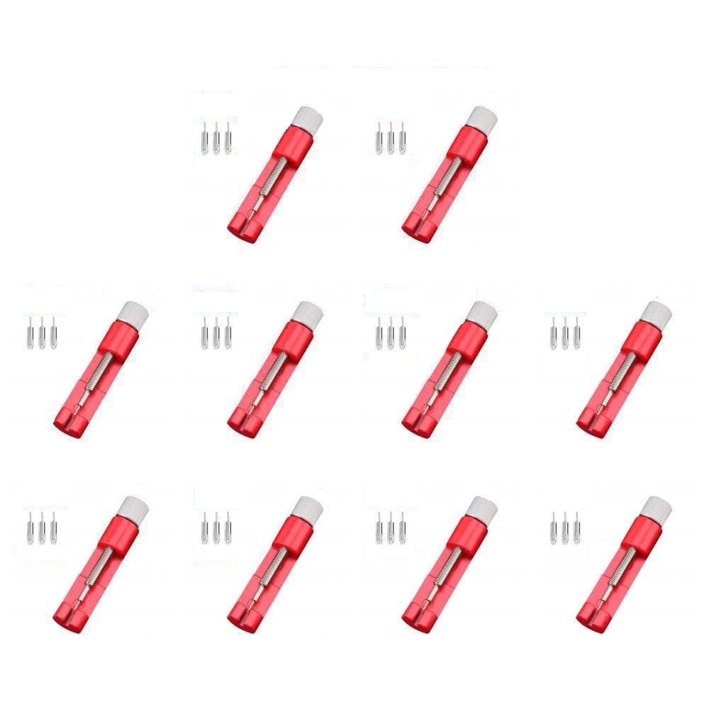 Herramientas Relojero Pelacables de reloj, ajustador de correa redonda pequeña de Metal, medidor de Metal, regulador, herramienta de reparación de mesa de reparación de relojes Kit Relojero(10sets)