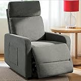 Cfvyne Zero Wall Power Recliner Chairs, Small Recliner for Small Spaces and Petite People Man Woman (1, Dark Gray Chenille)