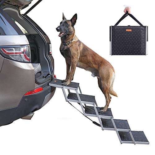 Niubya Dog Steps for Large Dog, Lightweight Aluminum Foldable Pet Ladder Ramp