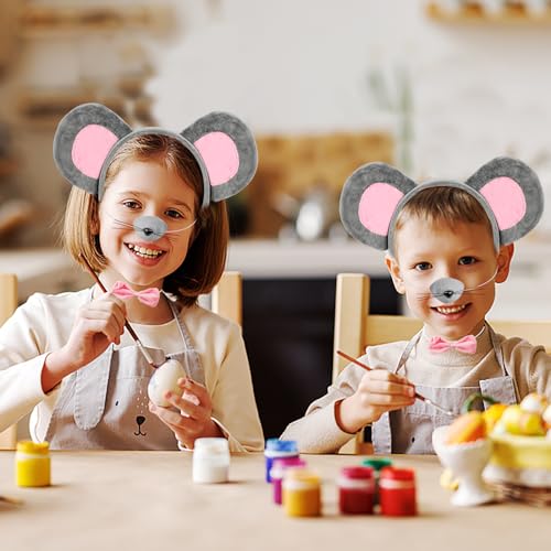 Meanju 7 Stück Maus Tüllrock Kinder Kostüm Set Verkleidung Kinder Tierkostüm Mit Stirnband/Nase/Fliege/Schwanz/Handschuhe/Tutu Rock Ausgefallenes Kostüm Zubehör Für Kinder Cosplay Karneval Halloween