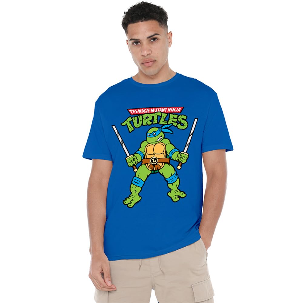 manji-devlin corporation TMNT Retro Leo Unisex T Shirt, Royal Blue, Small