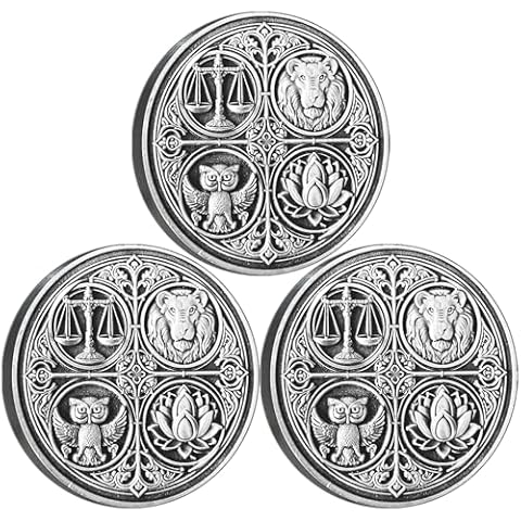 Strugglejewelry The Four Cardinal Virtues Stoic Coin: Emblem of Christian Ethical Principles — Inspirational Daily Reminder for Stoicism Enthusiasts and Thoughtful Gifts (Pack of 3) Cover
