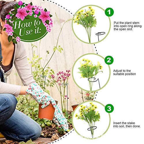 6 Pack Plant Stakes For Flowers,Garden Single Stem Support Stake Plant Cage Support Rings For Amaryllis Tomatoes Orchid Lily Peony Rose Flower Stem,40 Cm/ 15.9" #TOP2
