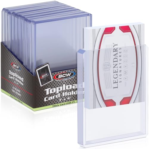BCW Thick Card Topload Holder | Holds Relic Patch and Jersey Cards | Protective Card Sleeves for Collectibles and Trading Cards | Protective Rigid Plastic Display Card Holder (240 pt. / 7 MM)