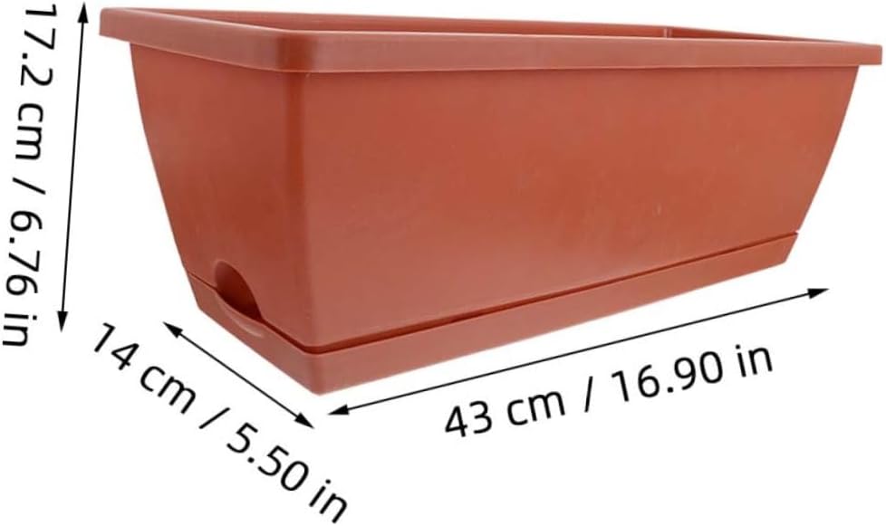 Plastic Resin Material Rectangular Planter Window Flower Box Planter with Saucer for Herb Growing