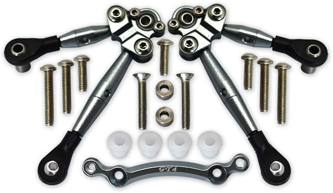 GPM Upgrades Aluminum Front Tie Rods with Stabilizer for C Hub for 1/10 4WD Ford Gt 4-TEC 2.0 (83056-4) RC Cars (Gray)