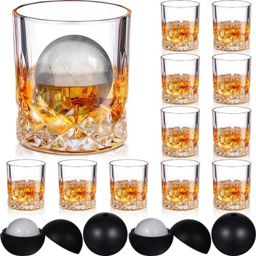 Amazon.com | 12 Pcs Rocks Glasses Old Fashioned Whiskey Glasses 10 Oz ...
