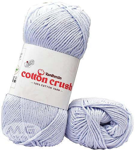 Image of Vard hman Cotton Crush 8-ply Sky 400 GMS 100% Cotton Ball Hand Knitting Cotton /Art Craft Soft Fingering Crochet Hook Yarn, Needle Knitting Yarn Thread Dyed-EO Art-AFEF