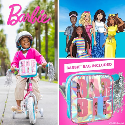 Dynacraft Barbie 12" Girls Bike for Kids Ages 3-5 Years - Fun and Stylish Design, Sturdy and Durable, Perfect for Kids Learning to Ride, Easy to Assemble, Ideal for Young Riders by Dynacraft - Used condition - Image 3