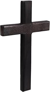 NUOBESTY 1Pc Wooden Cross, Christian Jesus Cross for Wall Rustic Wooden Wall Crucifix Decor for Home, Church, Religious, Wedding Party (Black)