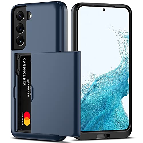 Nvollnoe for Samsung S22 Case with Card Holder 5G 6.1 inch Slim Dual Layer Heavy Duty Protective for Galaxy S22 Case Hidden Card Slot Wallet Case for Samsung S22(Blue) by Nvollnoe - Used condition - US$5.32