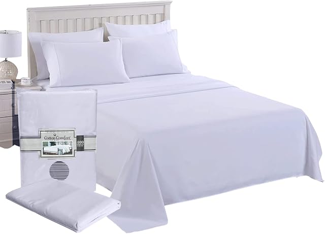 Danny Textiles Flat Sheet King Size 100% Egyptian Cotton King Size Flat Sheet 400 Thread Count Bed Sheet Soft Luxury White Sheet (King Size Flat Sheet White)