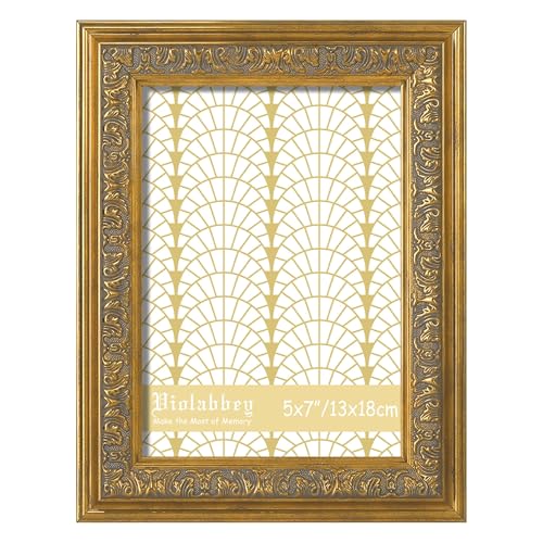 Image of VIOLABBEY 8x10 Picture Frame Green, Vintage Frames Ornate without Mat | Antique Photo Frame, Wall Hanging or Tabletop Display, HD Plexiglass, Wall Decor