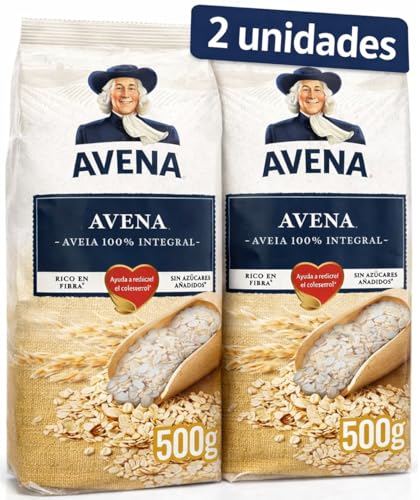 Quaker Copos de Avena Integrales Hojuelas 500g | 2 Paquetes de 500g | Avena Integral en Copos | Ideal para Desayunos Saludables y Recetas Caseras