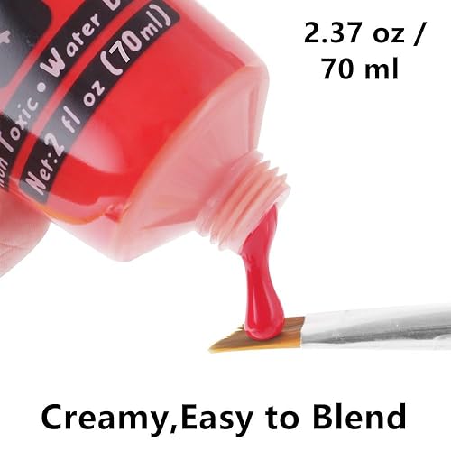 Miniatura 3 de Go Ho Pintura corporal roja lavable (2.37 onzas), pintura facial roja crema a base de agua, pintura de cara roja de nariz de payaso para Halloween,