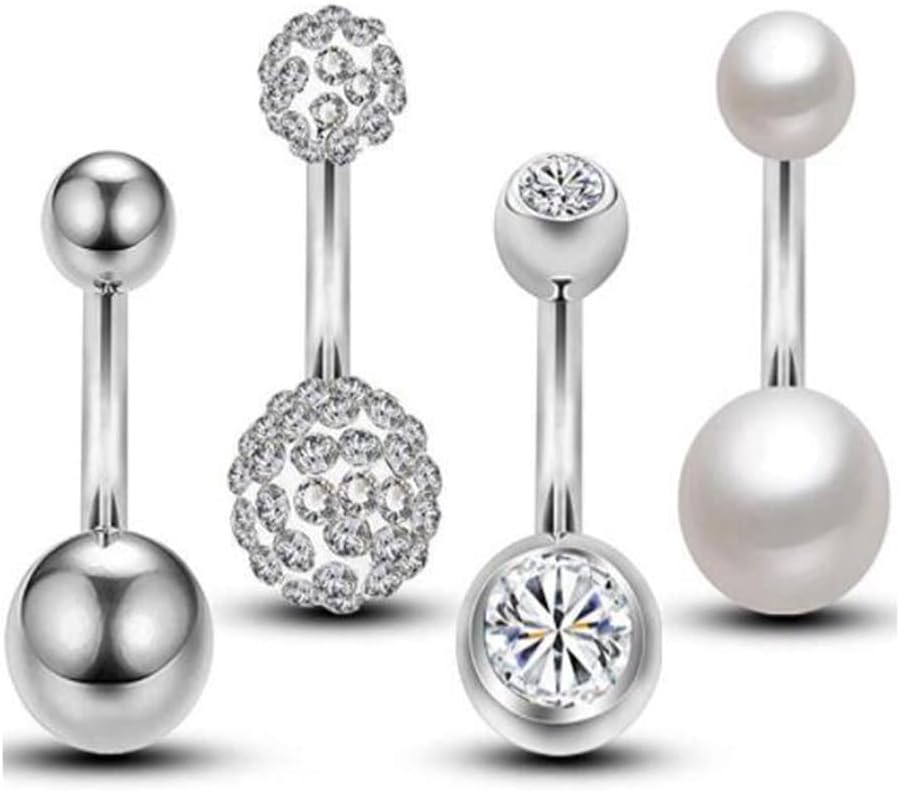 yaozeioBelly Button Ring Surgical Steel Navel Rings for Women Belly Piercing Belly Rings for Women Girls 14G Belly Button Rings Stainless Steel Belly Ring Set