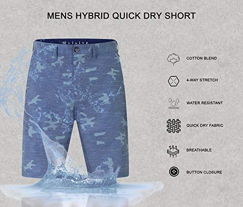 Visive Premium Hybrid Shorts Men Quick Dry Golf Stretch Board Shorts Swim Trunks Summer Big Men Blue Camo - 424