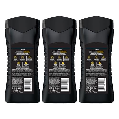 Image of AXE Africa 3-in-1 Body, Face & Hair Wash | Vibrant Mandarin & Sandalwood Scent | 12H Refreshing Fragrance | Combo of 3| 400 ml Each