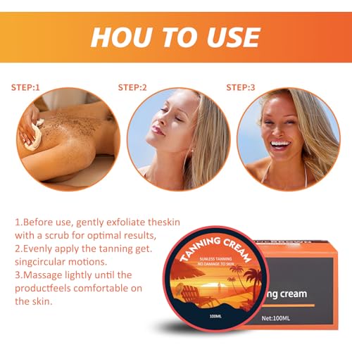 Bräunungscreme 100ml, Selbstbräunungs-Konzentrat, Bräunungsgel, Bräunungsbeschleuniger Creme die Verwendung im Solarium & im Freien, Selbstbräuner Gesicht & Körper, zieht schnell ein & fettet nicht