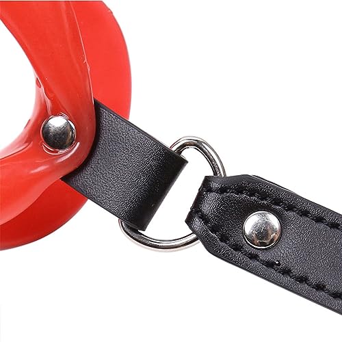 Image of Leather Restraints Ball Mouth Plug Silicone Bondage Ball Gag Red Lips BDSM Toys Adjustable Strap Adult Toys Silicone Restraint Slave SM Game for Lover Couple (B4)
